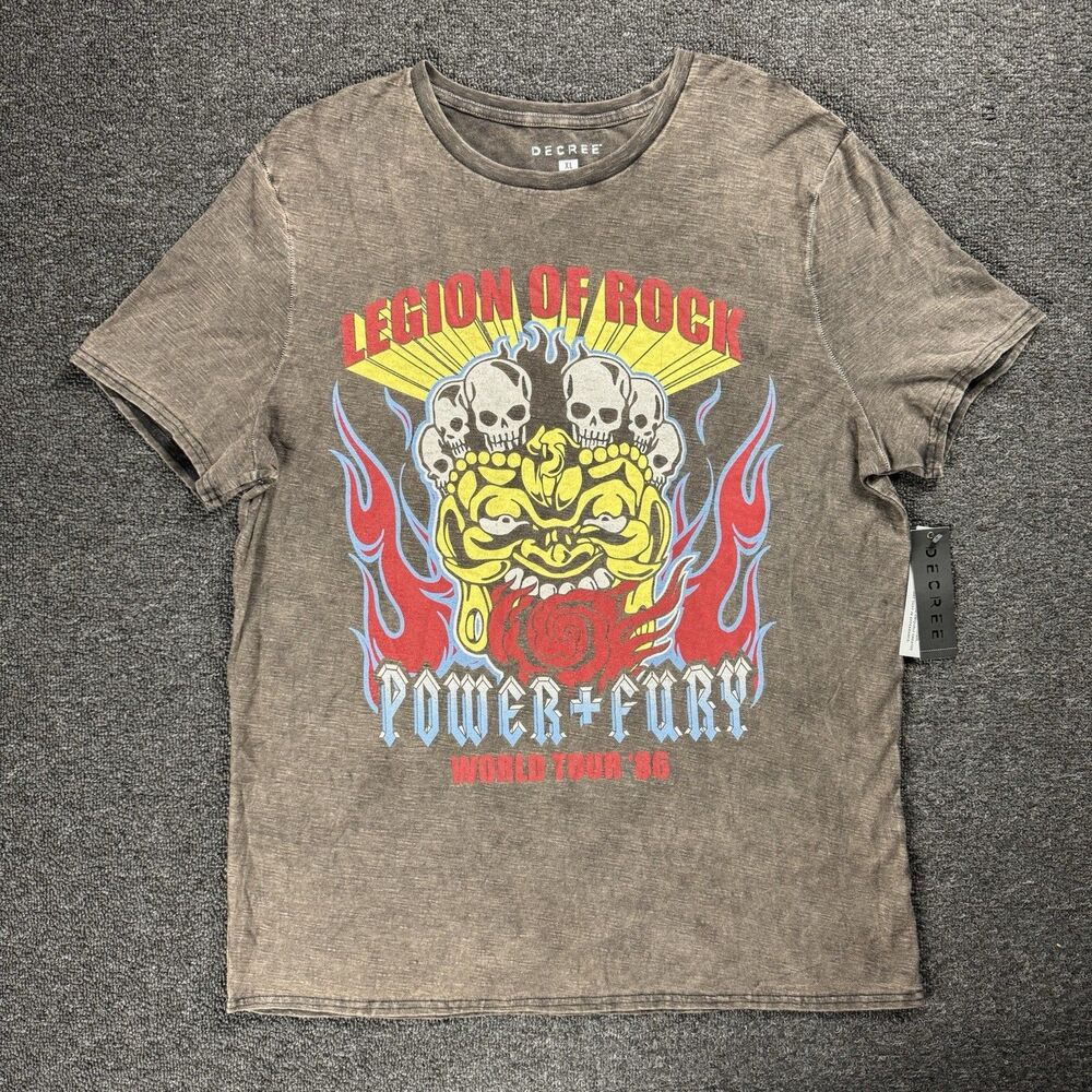 NWT Decree Men’s T Shirt Legion Of Rock World Tour Vintage Style Band Tee
